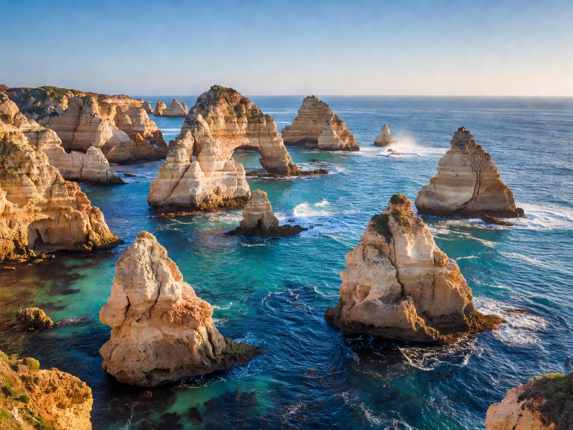 Algarve Ponta da Piedade coastal limestone rock formations